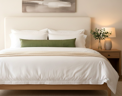 Olive Leather Lumbar Pillow Cover